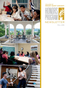Honors Program Newsletter Fall 2016 - cover featuring collage of classroom photos and college shots