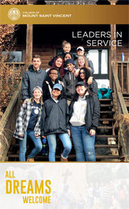 Cover of 2018 Leaders in Service featuring a group of students on a service trip. 