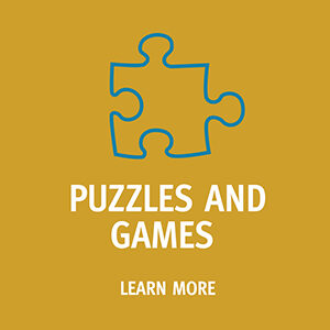 Button saying "Puzzles and Games. Learn more"